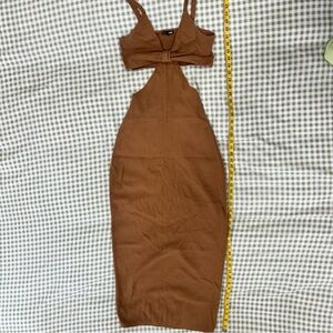 Elegant Brown Knit Dress with side cut outs